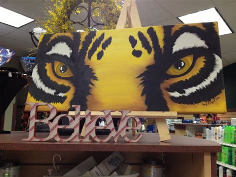 Lsu Tiger Eyes Painting On Canvas 14x30 Free Shipping Etsy Tiger