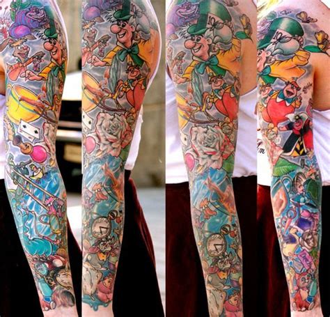 Books are surely one of those sources, especially the fairy tales and children stories. Tim Burton Alice In Wonderland Sleeve Tattoo tattoos on ...