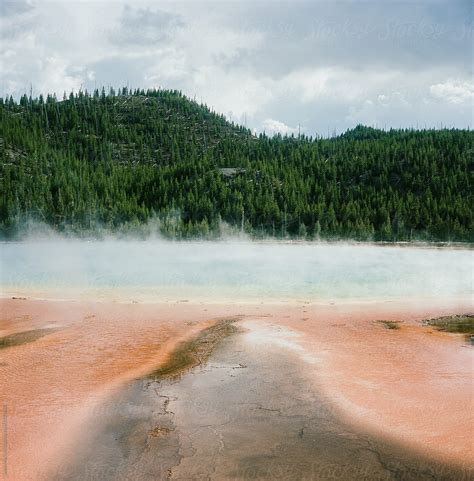 Geological Textures Of Thermal Pools In Yellowstone National Park Usa