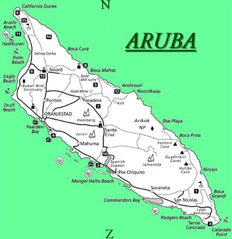 Map Of Aruba Aruba Maps
