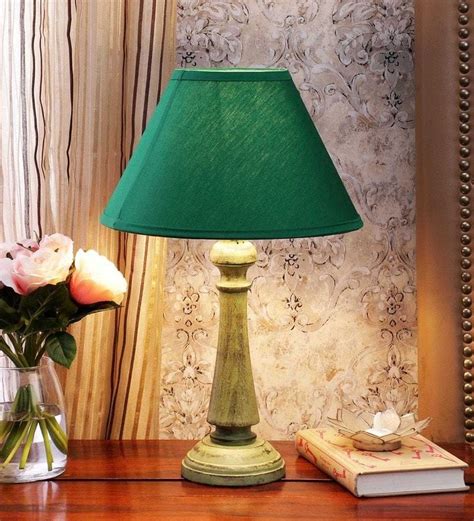 Buy Verde Green Fabric Shade Table Lamp With Green Base By Casacraft Online Country Table