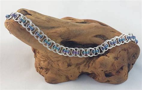Helm Chainmaille Bracelet Sterling Silver And Niobium Chainmail