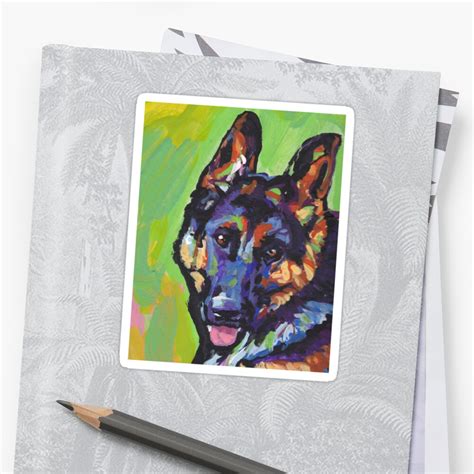 German Shepherd Bright Colorful Pop Dog Art Stickers By