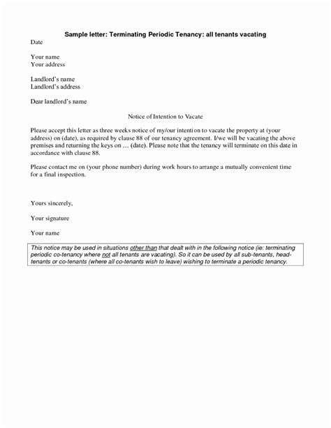 Free Sample Letter To Landlord Moving Out