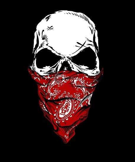 Badass Gang Style Skull With A Red Bandana Gang Style Skull Perfect