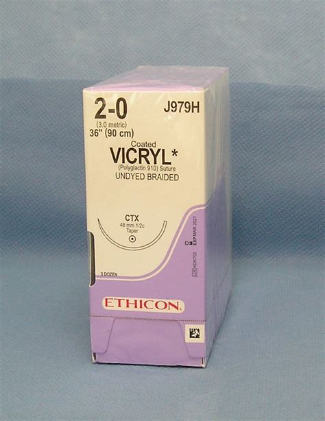 Ethicon J979h Vicryl Suture 2 0 36 Undyed Ctx Taper Needle Da
