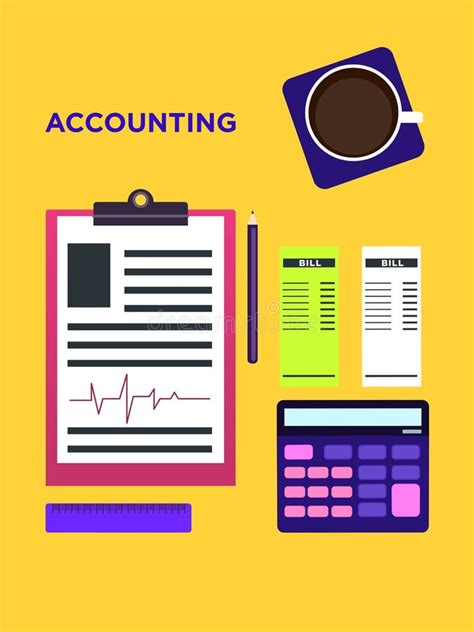 Accounting Top View Vector Illustration In Flat Style Stock Vector