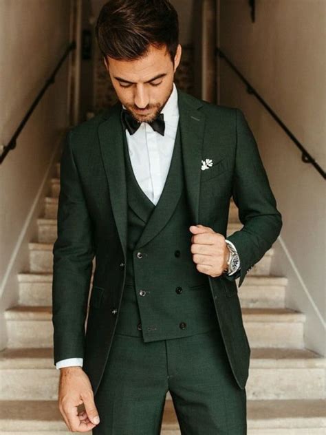 men suit dark green wedding suit groom wear suit 3 piece suit two button suit party wear suit