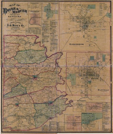1876 Map Of Boyle And Mercer County Kentucky Danville Etsy Mercer