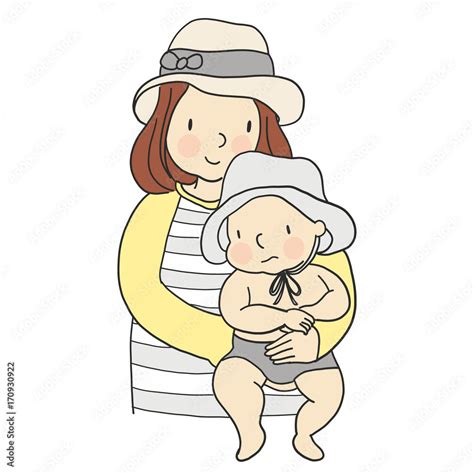 Vecteur Stock Vector Illustration Of Mom Carrying Baby In Her Arms