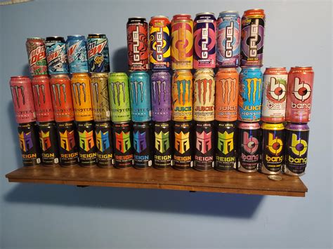 my collection of various energy drink cans r energydrinks