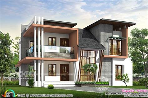 2078 Sq Ft 4 Bedroom Contemporary 3d Rendering Kerala Home Design And