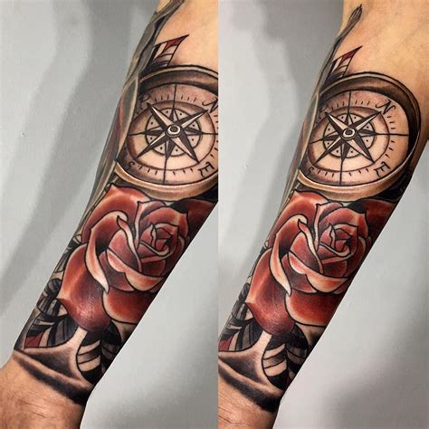 75 Rose And Compass Tattoo Designs Meanings Choose Yours 2019