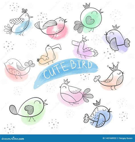 Cartoon Bird Cute Doodle Bird Stock Vector Illustration Of Nature