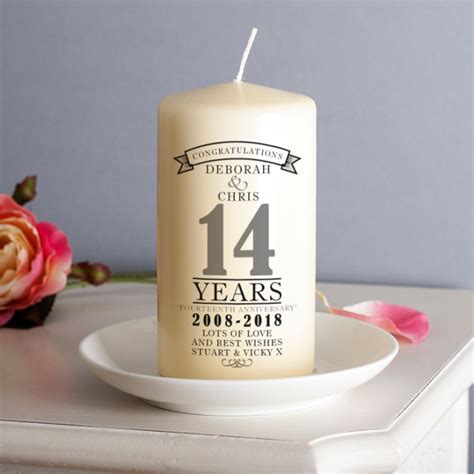 14th wedding anniversary gifts australia. Personalised 14th Anniversary Candle | The Gift Experience