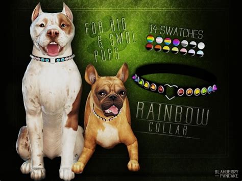The Sims Resource Rainbow Collar For Big And Small Dogs By Blahberry