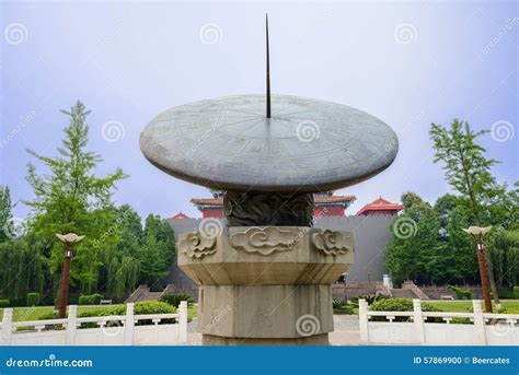 Chinese Sundial In Sky Of Sunny Summer Afternoon Stock Photo Image Of