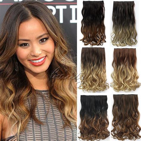 24 60cm Wavy Curly Weaves Clip In Hair Extensions 5 Clips De Cheveux