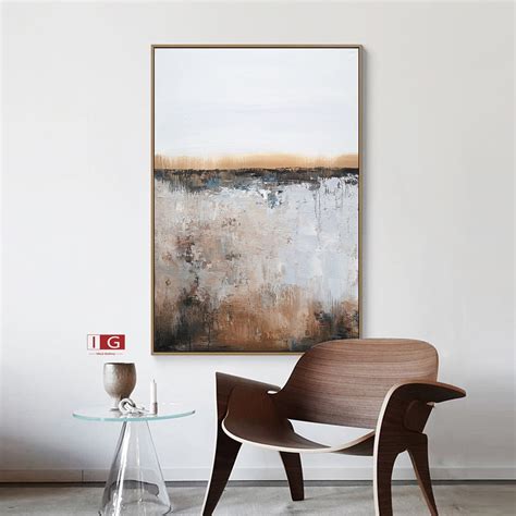 White And Brown Abstract Art White Landscape Abstract Painting Etsy