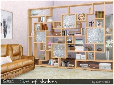 Severinkas Set Of Shelves Sims 4 Cc Furniture Living Rooms Sims 4