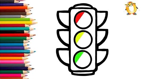 How To Draw A Traffic Lights Coloring Page Drawing And Painting For