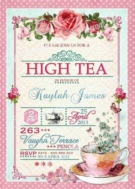 Pin By Pinner On High Tea High Tea Invitations Tea Party Invitations
