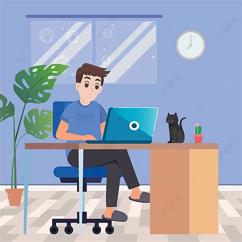 Working From Home Vector Png Images Work From Home Illustration