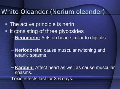 Oleander Poisoning Ppt Powerpoint