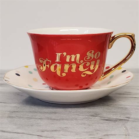 Slant Collections Im So Fancy Tea Cup And Saucer Set In Pink Walmart