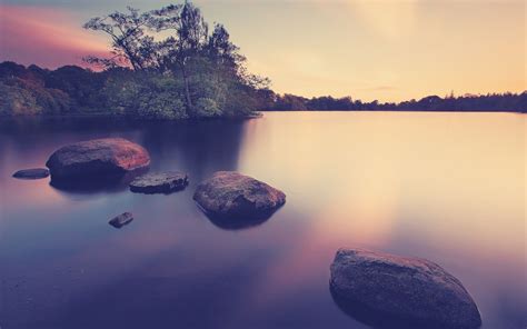 Landscape Nature Wallpaper Stone Rock Water Tree Lake Calm