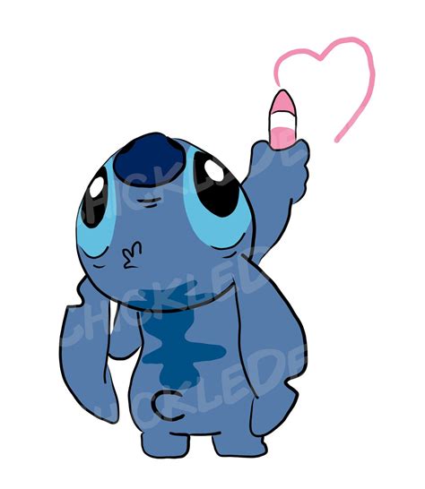 Stitch Crayon Heart Disney Cute Sticker Custom Etsy Uk