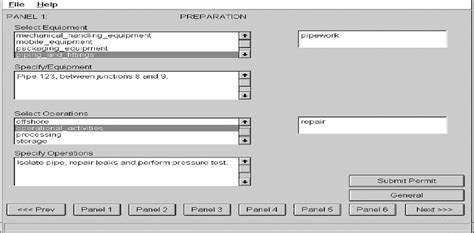 Screen Dump Of Part Of Computerized Permit To Work `preparation For