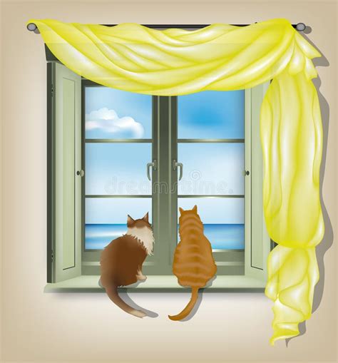 Cats Looking Out Of Window Stock Vector Illustration Of Travel 25465844