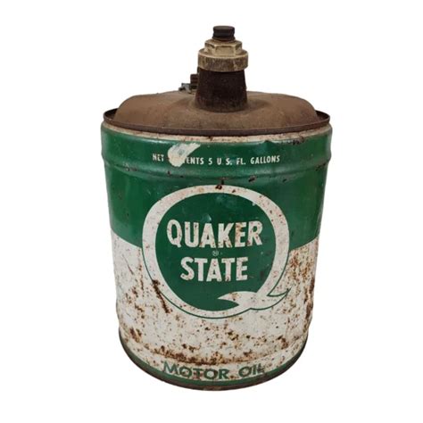 Vintage Quaker State Gallon Motor Oil Can Plastic Handle Picclick
