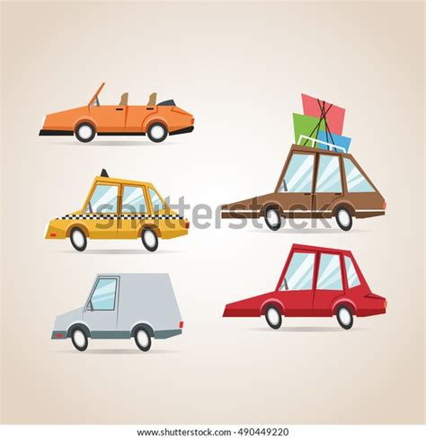 Cars Cartoons Icon Set Design Stock Vector Royalty Free 490449220