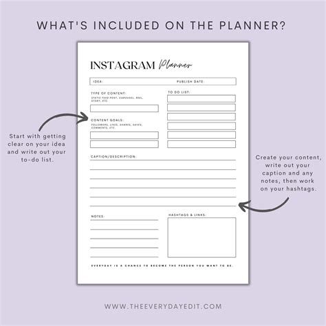 Instagram Planner Printable Social Media Planner Instagram Etsy