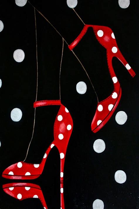 Polka Dot Shoes Polka Dots Stripes Red Polka Dot Red Dots Op Art Black White Red Red And