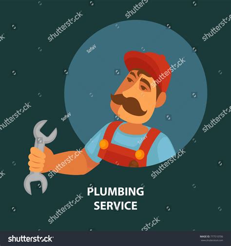 Plumbing Service Promotional Poster Plumber Uniform Stock Vector