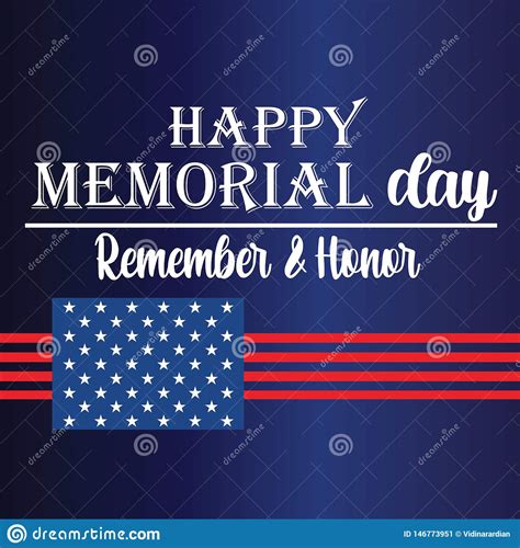 Memorial Day Remember And Honor With Usa Flag Vector Illustration