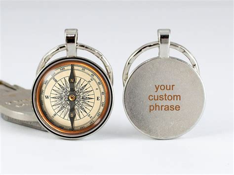 Personalized Key Ring Compass Custom Phrase Compass Keychain Etsy Uk