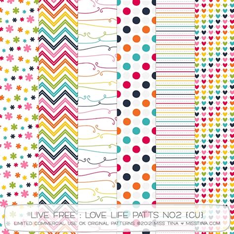 Live Free Love Life Patts No2 ·cu· Miss Tiina Digital Paper Free