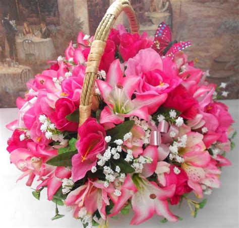 Great savings free delivery / collection on many items. ARTIFICIAL SILK FLOWER ARRANGEMENT POSY IN LARGE WICKER ...