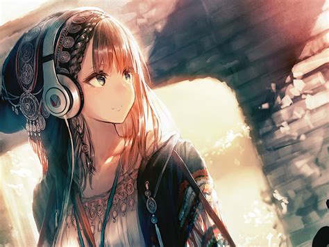 1400x1050 Anime Girl Headphones Looking Away 4k 1400x1050 Resolution Hd