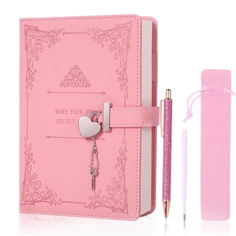 jiaojiren heart shaped lock diary with pen a5 size soft pu leather locking journal personal