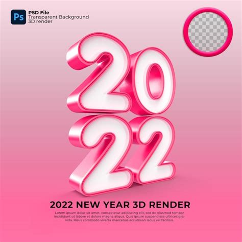 Premium Psd Happy New Year 2022 3d Render Red Color