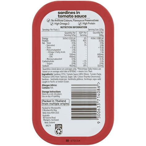 Essentials Sardines In Tomato Sauce 125g Woolworths