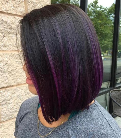 Bluntbobwithpurplebalayage Haircuts Hair Color Dark Hair Color