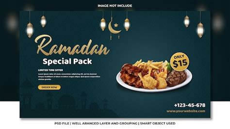 Ramadan Islamic Food And Restaurant Web Banner Green Premium Social