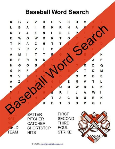 Baseball Word Search Free Printable Learning Ideas For Parents Free