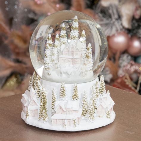 White And Gold Village Scene Snow Globe The T Experience